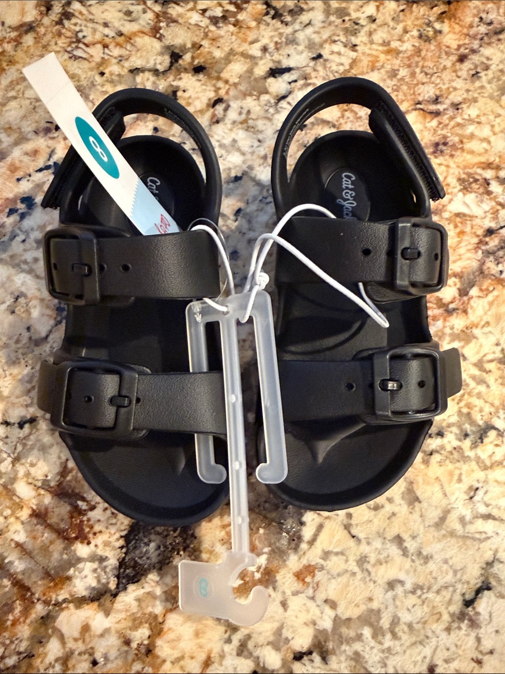 Cat & Jack Black Double Buckle Kids Sandals